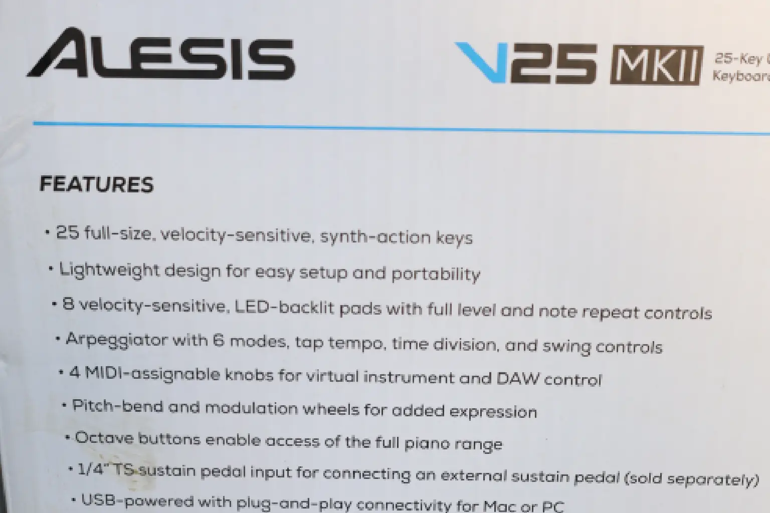 Alesis V25 MKII USB MIDI Controller 6 Alesis V25 manual