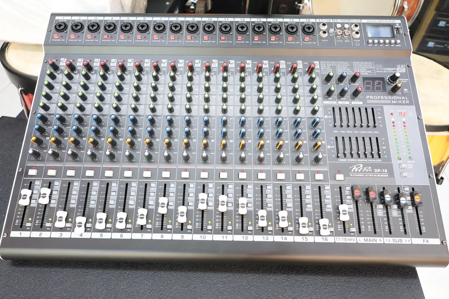 PEV Pro DP 18 16 Channel Professional Mixer 7 PevPro 16-Channel Professional Mixer