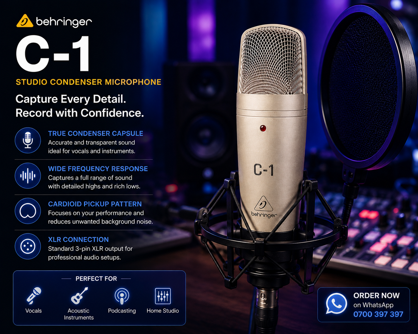 Behringer C1 Price in Kenya – Affordable Studio Microphone 7 Behringer C1 Price In Kenya