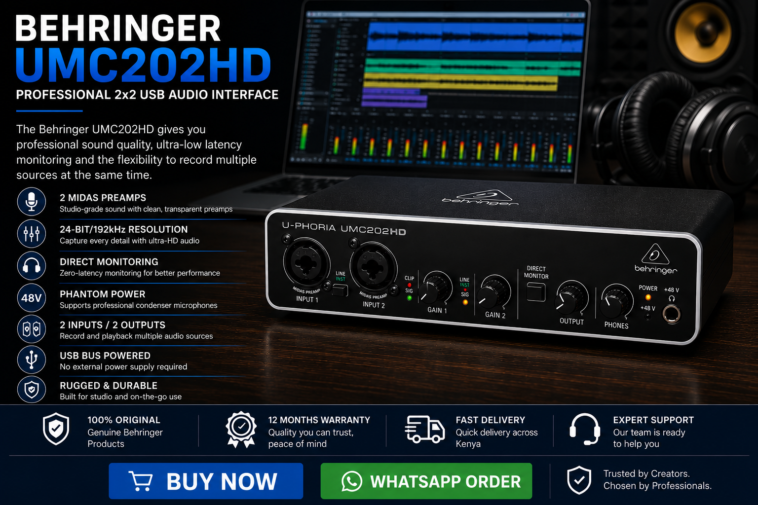Why the Behringer UMC202HD Is a Smart Upgrade for Home Studios and Content Creators in Kenya 6 Behringer UMC202HD for Sale Kenya