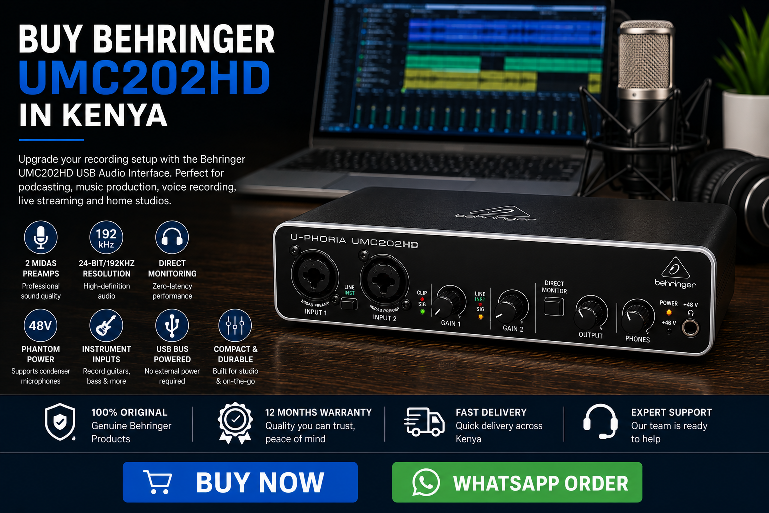 Why the Behringer UMC202HD Is a Smart Upgrade for Home Studios and Content Creators in Kenya 8 Buy Behringer UMC202HD Kenya