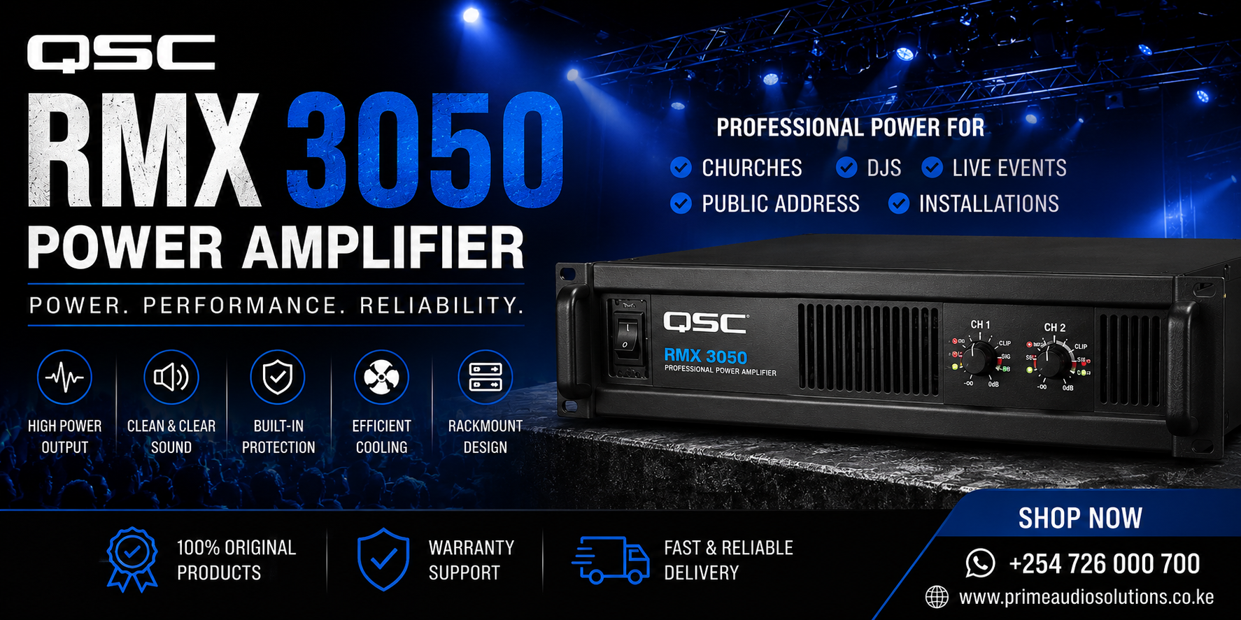 QSC RMX 3050 Price In Kenya – Powerful Amplifier for Churches, DJs and Live Events 6 QSC RMX 3050 Price In Kenya