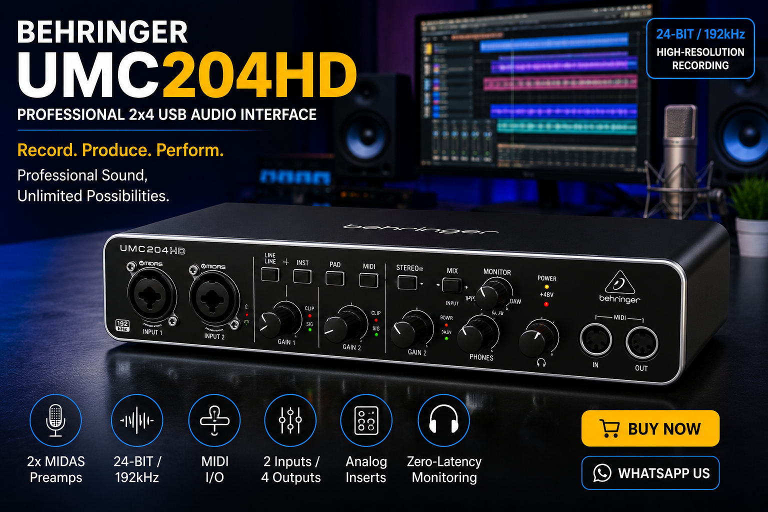 Behringer UMC204HD Price in Kenya – Professional 2x4 USB Audio Interface for Recording 6 Behringer UMC204HD Price in Kenya