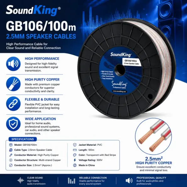 SoundKing GB106100m 2.5mm Speaker Cables