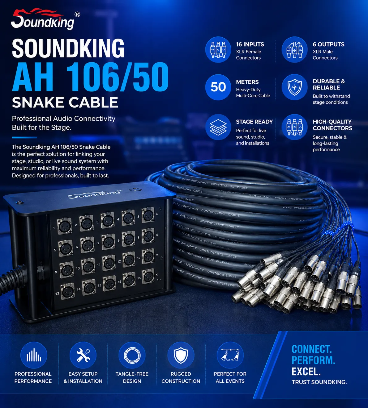 Soundking AH 106/50 Snake Cable – 50m Multicore Cable for Large Venues, Churches and Stage Audio 8 Soundking AH 106/50 Snake Cable