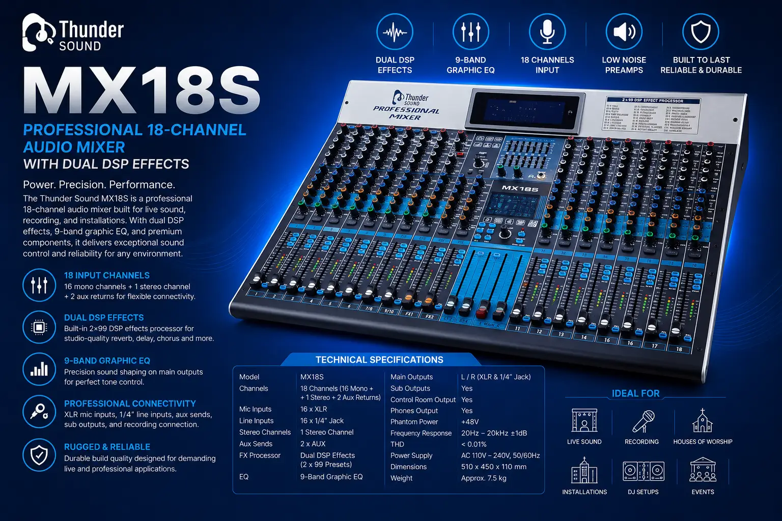 Thunder Sound MX18S Professional 18-Channel