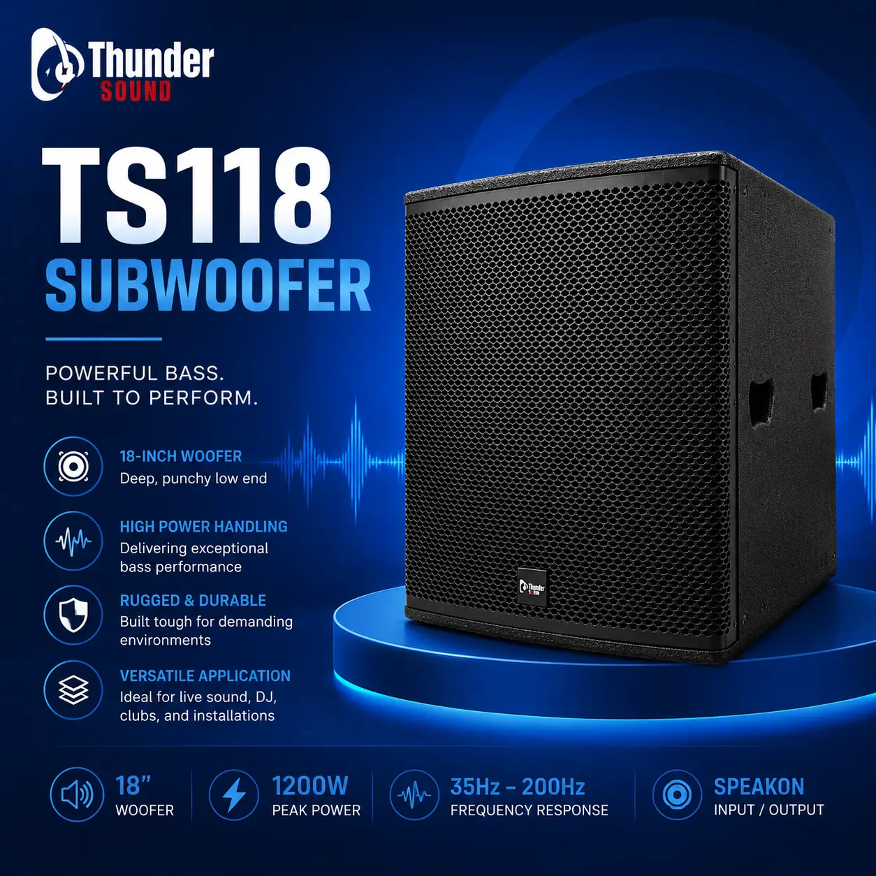 Thunder Sound TS118 Subwoofer – Powerful 18-Inch Bass Speaker for Events, Churches and DJ Sound 8 Thunder Sound TS118 Subwoofer